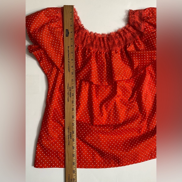 Carefree Fashions VTG 70’s Lace & Ruffle Dots Red Top Women’s size Small - Picture 5 of 10
